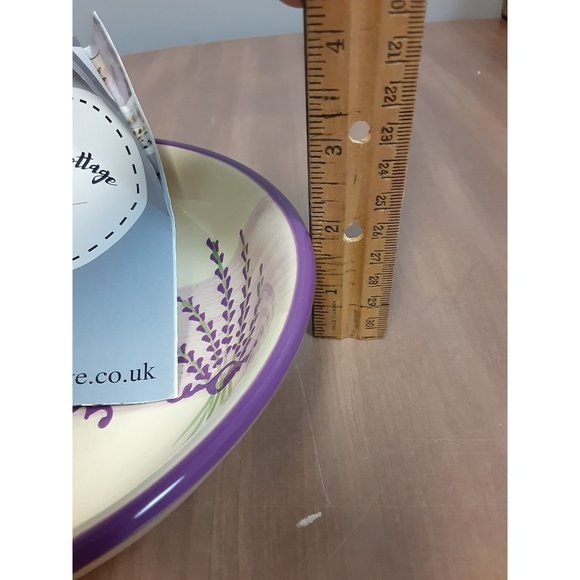 Lavender Pattern Purple & Cream Handmade Hand Painted Ceramic Salad Pasta Fruit - Picture 7 of 9